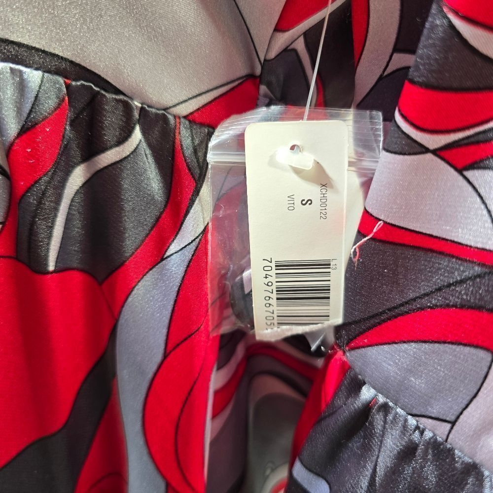 New Directions Red and Black Abstract Dress R7 - Picture 5 of 5